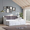 Pat de zi, Hanah Home, Alacati, 209x99x93 cm, PAL, Alb / Antracit