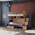 Pat supraetajat, Hanah Home, Aktif, 237x260x115 cm, PAL, Antracit/Maro