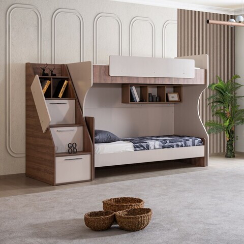 Pat supraetajat, Hanah Home, Milano, 260x185x106 cm, PAL, Crem/Maro