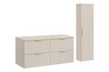 Set mobilier baie Adel Cashmere 120 cm, dulap inalt si masca dubla lavoar, Comad, MDF/PAL, casmir