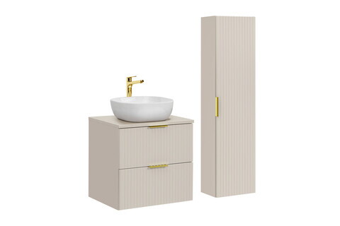 Set mobilier baie Adel Cashmere Smile 60 cm, dulap inalt si masca cu lavoar, Comad, MDF/PAL, casmir