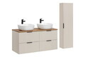 Set mobilier baie Adel Cashmere Wotan Smile 120 cm, dulap inalt si masca dubla cu lavoar, Comad, MDF/PAL, casmir