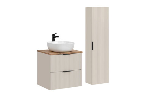 Set mobilier baie Adel Cashmere Wotan Smile 60 cm, dulap inalt si masca cu lavoar, Comad, MDF/PAL, casmir