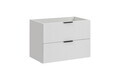 Set mobilier Adel White Anna 80 cm, dulap inalt, masca cu lavoar si oglinda cu LED, Comad, alb