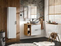 Set mobilier Adel White Wotan Anna, dulap inalt, masca cu lavoar si oglinda cu LED, Comad, alb/stejar