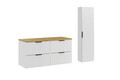 Set mobilier baie Adel White Artisan 120 cm HC, dulap inalt si masca dubla lavoar, Comad, MDF/PAL, alb mat/stejar
