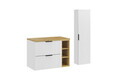 Set mobilier baie Adel White Artisan 80 cm LR HC, dulap inalt si masca lavoar, Comad, MDF/PAL, alb mat/stejar