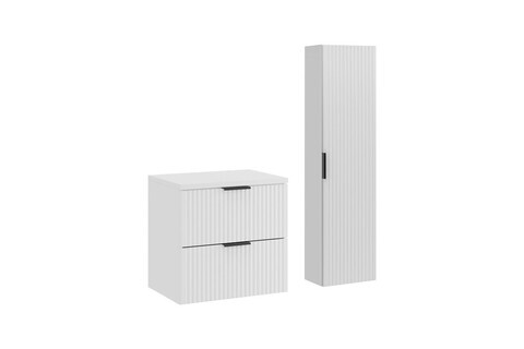 Set mobilier baie Adel White 60 cm HC, dulap inalt si masca lavoar, Comad, MDF/PAL, alb mat