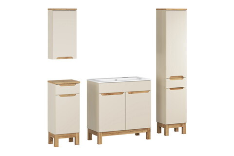 Set mobilier baie Bali Cashmere Sky 80 cm, dulapuri si masca cu lavoar, Comad, MDF/PAL, casmir