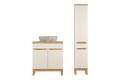 Set mobilier baie Bali Cashmere Wotan 80 cm, dulap inalt si masca cu lavoar, Comad, MDF/PAL, casmir