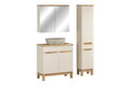 Set mobilier baie Bali Cashmere Anna 80 cm, dulap inalt, masca cu lavoar si cabinet cu oglinda, Comad, MDF/PAL, casmir