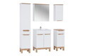 Set mobilier baie Bali White Lava 60 cm, dulapuri, masca cu lavoar si cabinet cu oglinda, Comad, MDF/PAL, alb
