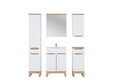 Set mobilier baie Bali White Lava 60 cm, dulapuri, masca cu lavoar si cabinet cu oglinda, Comad, MDF/PAL, alb