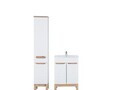 Set mobilier baie Bali White Lava 60 cm, dulap inalt si masca cu lavoar, Comad, MDF/PAL, alb