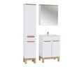Set mobilier baie Bali White Lava 60 cm, dulap inalt, masca cu lavoar si cabinet cu oglinda, Comad, MDF/PAL, alb
