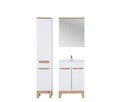 Set mobilier baie Bali White Lava 60 cm, dulap inalt, masca cu lavoar si cabinet cu oglinda, Comad, MDF/PAL, alb