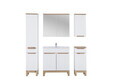 Set mobilier baie Bali White Lava 80 cm, dulapuri, masca cu lavoar si cabinet cu oglinda, Comad, MDF/PAL, alb