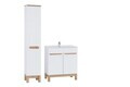 Set mobilier baie Bali White Lava 80 cm 804, dulap inalt si masca cu lavoar, Comad, MDF/PAL, alb