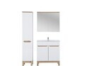 Set mobilier baie Bali White Lava 80 cm 804 841, dulap inalt, masca cu lavoar si cabinet cu oglinda, Comad, MDF/PAL, alb