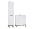 Set mobilier baie Bali White Lava 80 cm 840, dulap inalt si masca cu lavoar, Comad, MDF/PAL, alb