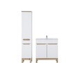 Set mobilier baie Bali White Lava 80 cm 840, dulap inalt si masca cu lavoar, Comad, MDF/PAL, alb