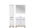 Set mobilier baie Bali White Lava 80 cm 841, dulap inalt, masca cu lavoar si cabinet cu oglinda, Comad, MDF/PAL, alb