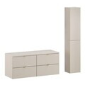 Set mobilier baie Dalia Cashmere 120 cm, dulap inalt si masca dubla lavoar, Comad, PAL, casmir