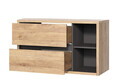 Set mobilier baie Devon 100 cm, dulap inalt, masca cu lavoar si cabinet cu oglinda, Comad, PAL, stejar/negru
