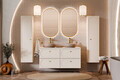 Set mobilier baie Donna Sand 60 cm, dulap inalt si masca lavoar, Comad, MDF/PAL, bej nisip