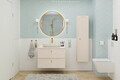 Set mobilier baie Donna Sand 60 cm, dulap inalt si masca lavoar, Comad, MDF/PAL, bej nisip