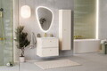 Set mobilier baie Donna Sand 60 cm, dulap inalt si masca lavoar, Comad, MDF/PAL, bej nisip
