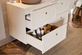 Set mobilier baie Donna Sand 80 cm, dulap inalt si masca lavoar, Comad, MDF/PAL, bej nisip
