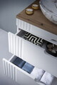 Set mobilier baie Fiji White 60 cm, dulap inalt, masca cu lavoar si oglinda, Comad, MDF/PAL, alb