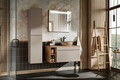 Set mobilier baie Iconic Cashmere 100 cm, dulap inalt, masca cu lavoar si oglinda, Comad, MDF/PAL, casmir