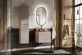 Set mobilier baie Iconic Cashmere 60 cm, dulap inalt, masca cu lavoar si oglinda, Comad, MDF/PAL, casmir