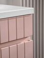 Set mobilier baie Iconic Rose Lili 80 cm, dulap inalt, masca cu lavoar si oglinda, Comad, MDF/PAL, roz