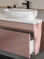 Set mobilier baie Iconic Rose 80 cm, dulap inalt, masca cu lavoar si oglinda, Comad, MDF/PAL, roz