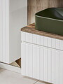 Set mobilier baie Iconic White 60 cm, dulap inalt, masca cu lavoar si oglinda LED, Comad, MDF/PAL, alb