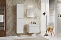 Set mobilier baie Iconic White 60 cm, dulap inalt, masca cu lavoar si oglinda cu lampa, Comad, MDF/PAL, alb