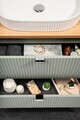 Set mobilier baie Line Reed Green 140 cm, dulap inalt si masca dubla cu lavoar, Comad, MDF/PAL, verde