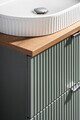 Set mobilier baie Line Reed Green 140 cm, dulap inalt si masca dubla cu lavoar, Comad, MDF/PAL, verde