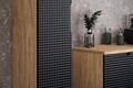 Set mobilier baie Luxor Black 90 cm, dulap inalt si masca cu lavoar, Comad, MDF/PAL, stejar/negru