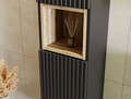 Set mobilier baie Nova Black Beyond 80 cm, dulap inalt si masca cu lavoar, Comad, MDF/PAL, negru/stejar