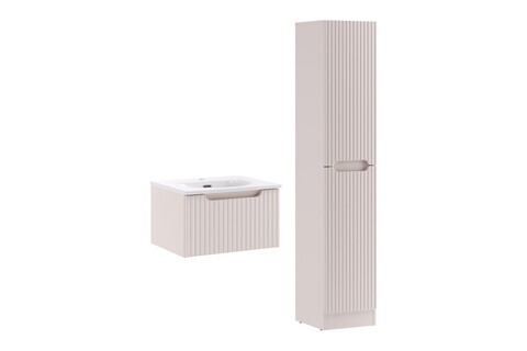 Set mobilier baie Nova Cashmere 50 cm, dulap suspendat si masca cu lavoar, Comad, MDF/PAL, casmir