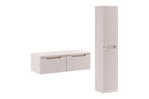 Set mobilier baie Nova Cashmere 100 cm, dulap inalt si masca dubla lavoar, Comad, MDF/PAL, casmir