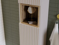 Set mobilier baie Nova Cashmere Beyond 140 cm, dulap inalt si masca dubla cu lavoar, Comad, MDF/PAL, casmir