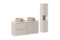 Set mobilier baie Nova Cashmere 120 cm, dulap inalt si masca dubla cu lavoar, Comad, MDF/PAL, casmir/alb