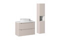 Set mobilier baie Nova Cashmere Beyond 80 cm, dulap inalt si masca cu lavoar, Comad, MDF/PAL, casmir/alb