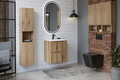 Set mobilier baie Nova Coast Evoke Sky 60 cm, dulap inalt si masca cu lavoar, Comad, MDF/PAL, stejar