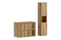 Set mobilier baie Nova Coast Evoke Oak 80 cm, dulap inalt si masca lavoar, Comad, MDF/PAL, stejar